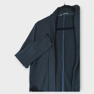 Mens ZARA Man Blue Knit Cardigan Sweater With Pockets Size Medium